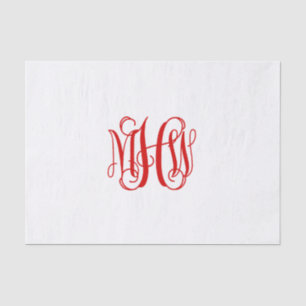 Rood 3 Initiaal Vine Script Monogram DIY BG Tissuepapier