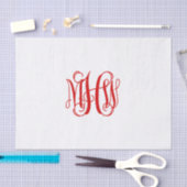 Rood 3 Initiaal Vine Script Monogram DIY BG Tissuepapier (Craft)