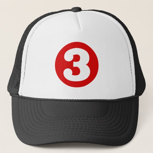 Rood "3" trucker pet (Voorkant)