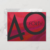 Rood 40 decennium van de verjaardag briefkaart (Voorkant / Achterkant)