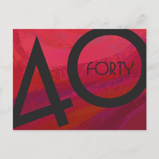 Rood 40 decennium van de verjaardag briefkaart (Voorkant)