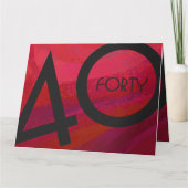 Rood 40 decennium van de verjaardag kaart (Voorkant)