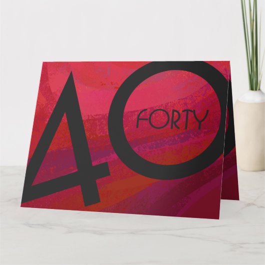Rood 40 decennium van de verjaardag kaart (Voorkant)