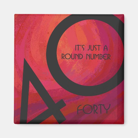 Rood 40 decennium van de verjaardag magneet (Voorkant)