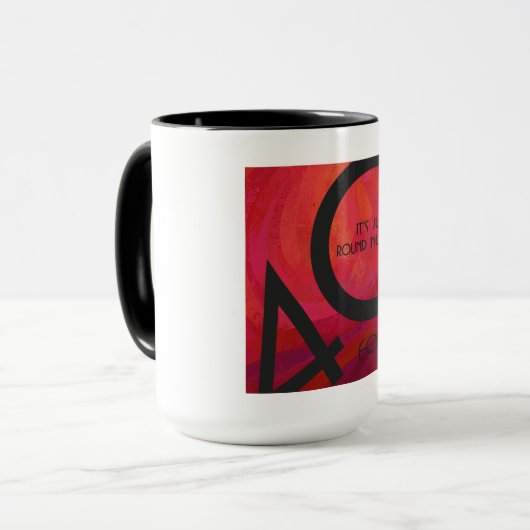 Rood 40 decennium van de verjaardag mok (Voorkant links)