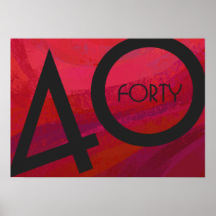 Rood 40 decennium van de verjaardag poster