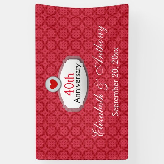 Rood 40e Jubileum Patroon A01 Spandoek (Verticaal)