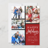 Rood 4 Foto Collage Modern Prettige feestdagen Feestdagenkaart (Voorkant)