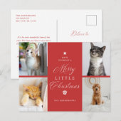 Rood 4 Foto Vrolijk Kleine Kerstmis Huisdier Vakan Feestdagenkaart (Voorkant / Achterkant)