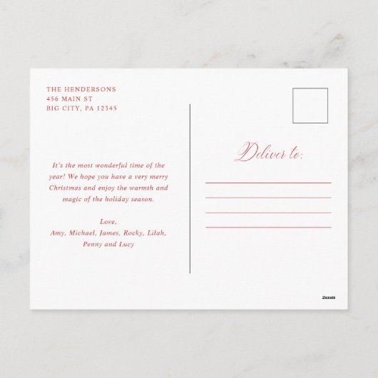 Rood 4 Foto Vrolijk Kleine Kerstmis Huisdier Vakan Feestdagenkaart (Achterkant)