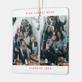 Rood 4 foto's Minimalistische sneeuwval school Keramisch Ornament (Links)