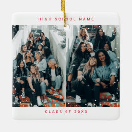 Rood 4 foto's Minimalistische sneeuwval school Keramisch Ornament