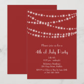 Rood 4 juli Uitnodiging van Twinkle Lights (Voorkant / Achterkant)