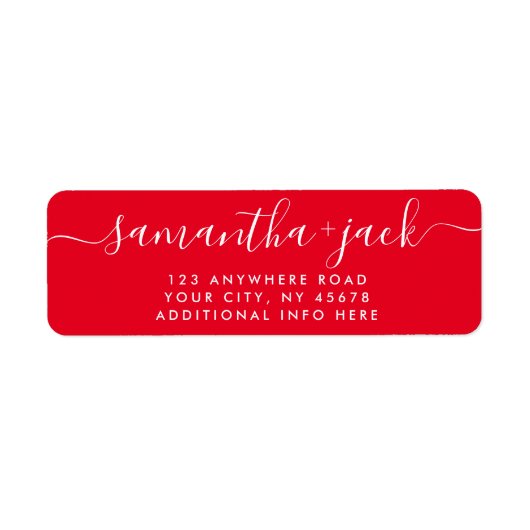 Rood 4 LIJNEN Modern Bruiloft Stijlvol Retouradres Etiket (Voorkant)