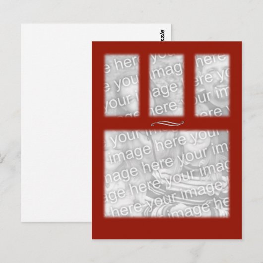 Rood 4 vierkante Sjabloon Briefkaart (Voorkant / Achterkant)