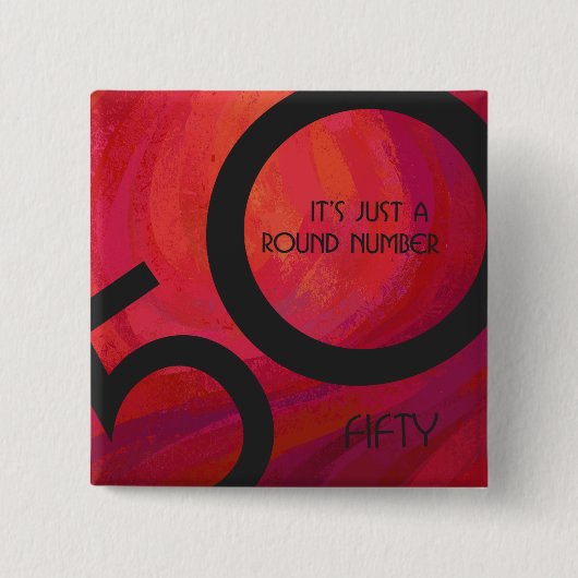 Rood 50 decennium vierkante button 5,1 cm (Voorkant)