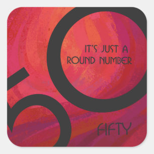 Rood 50 decennium vierkante sticker