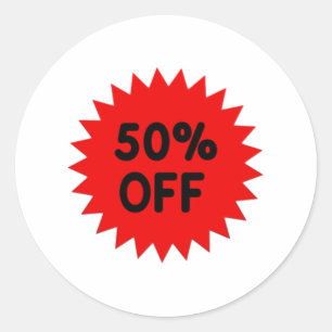 Rood 50 % uit ronde sticker