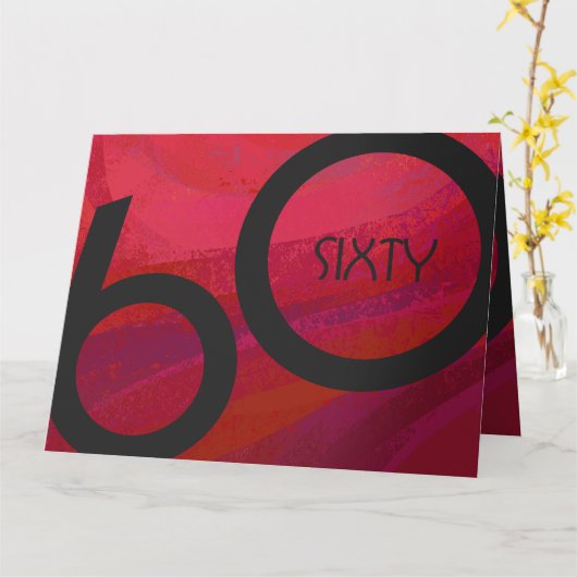 Rood 60 decennium van de geboorte kaart (Gele Bloem)