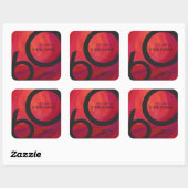 Rood 60 decennium van de geboorte vierkante sticker (Vel)