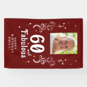 Rood 60 en Fabulous Foliage 60th Verjaardag Foto Spandoek (Horizontaal)