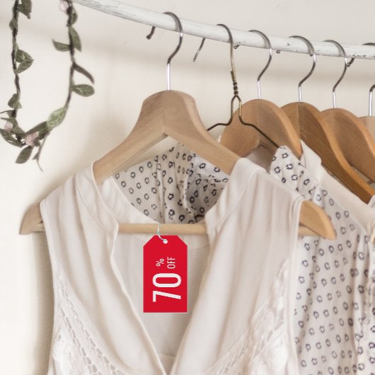 Rood 70 procent korting SALE Productprijs Label Cadeaulabel