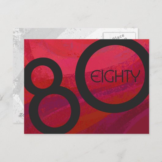 Rood 80 decennium briefkaart (Voorkant / Achterkant)