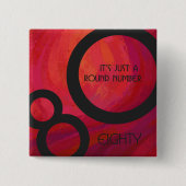 Rood 80 decennium vierkante button 5,1 cm (Voorkant)