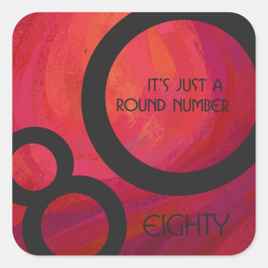 Rood 80 decennium vierkante sticker (Voorkant)