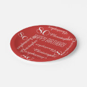 Rood 80e verjaardagsfeestje Herhalende Naam Papieren Bordje (Gekanteld)