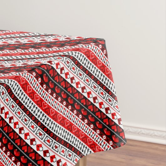 Rood 8 bit liefde harten tafelkleed (Voorbeeld)