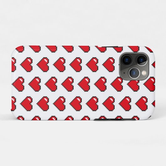 Rood 8-Bit Pixel Hart Patroon Case-Mate iPhone Case (Achterkant (horizontaal))