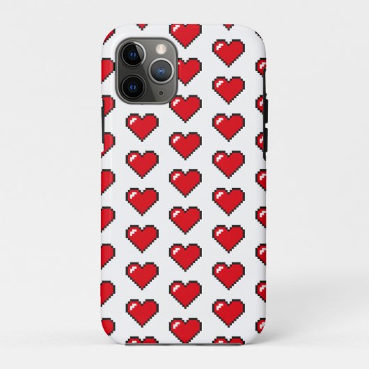 Rood 8-Bit Pixel Hart Patroon Case-Mate iPhone Case (Achterkant)