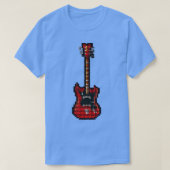Rood 8-string getinte Pixel Guitar rechtop T-shirt (Design voorkant)