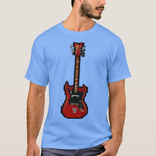 Rood 8-string getinte Pixel Guitar rechtop T-shirt