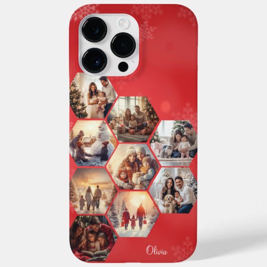 Rood 9 Fotocollage Moderne gepersonaliseerde naam Case-Mate iPhone Case (Achterkant)