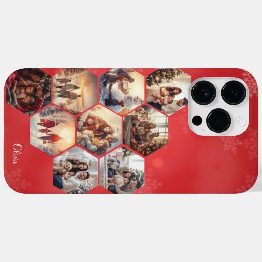 Rood 9 Fotocollage Moderne gepersonaliseerde naam Case-Mate iPhone Case (Achterkant (horizontaal))