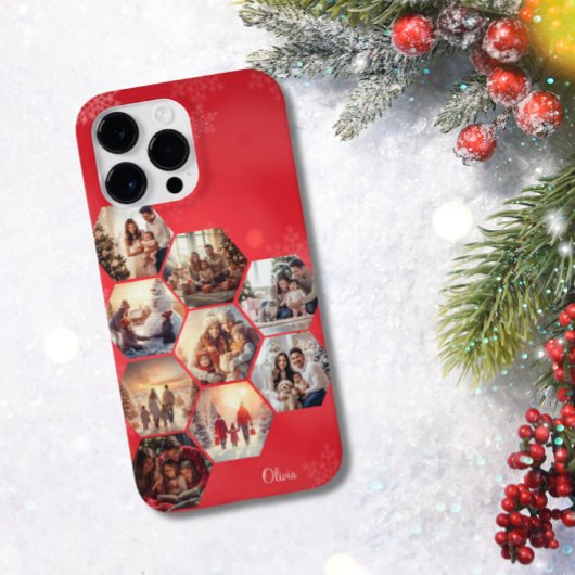 Rood 9 Fotocollage Moderne gepersonaliseerde naam Case-Mate iPhone Case