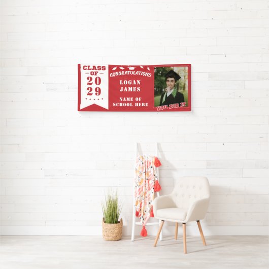rood aangepast afstuderen 2025 met naam & Foto Spandoek (Insitu)