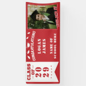 rood aangepast afstuderen 2025 met naam & Foto Spandoek (Verticaal)