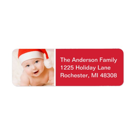 Rood aangepast kerstfotoadres etiket (Voorkant)