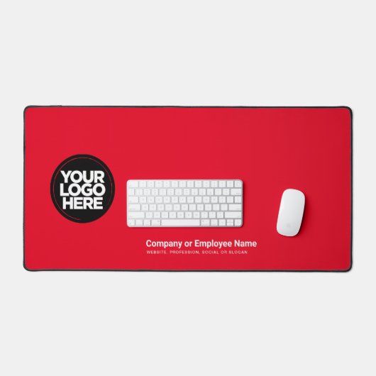 Rood | Aangepaste bedrijfslogo naam, slogan Bureaumat (Keyboard & Muis)