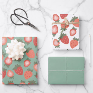 Rood aardbeiennaadloos patroon inpakpapier vel