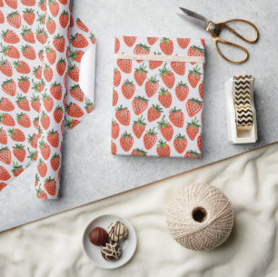 rood aardbeienpatroon cadeaupapier