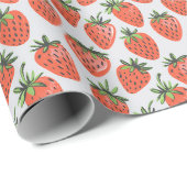 rood aardbeienpatroon cadeaupapier (Rol Hoek)