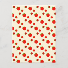 Rood aardbeienpatroon op bleek roze briefkaart