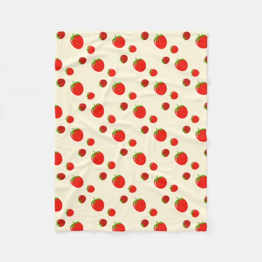 Rood aardbeienpatroon op bleek roze fleece deken (Voorkant)