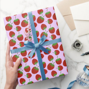 Rood aardbeienroze cadeaupapier