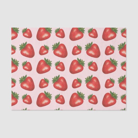 Rood aardbeienvruchtenpatroon op roze tissuepapier (Voorkant)