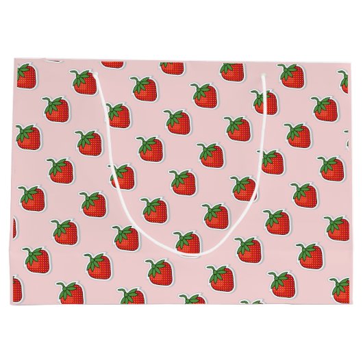 Rood aardbeipatroon large cadeautasje (Achterkant)